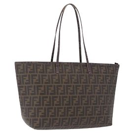 Sac cabas FENDI Zucca Canvas PVC Marron Noir Auth ka5891 Marron Noir