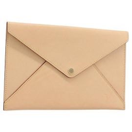 LOUIS VUITTON Nomad leather Clutch Bag Beige LV Auth 196985V Beige