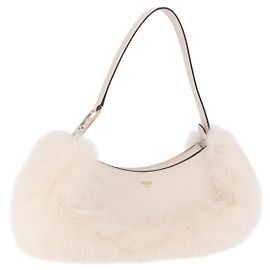 Sac à main FENDI en fourrure White Gold Auth ka5913SAM Blanc Doré