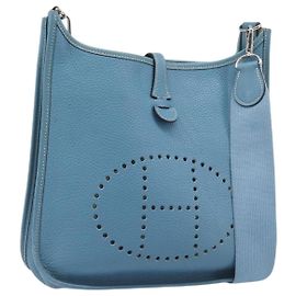 Hermès HERMES Evelyn 3PM Shoulder Bag Leather Blue Auth 199617V Blue
