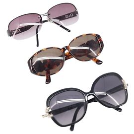Chloé Chloe D&G YSL Sunglasses Plastic 3 Set Brown Black Gold Auth BA15061 Brown Black Golden