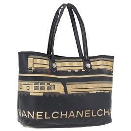 Sac Cabas CHANEL Central Station PVC Cuir Noir Argent CC Auth BA15317 Noir Argenté