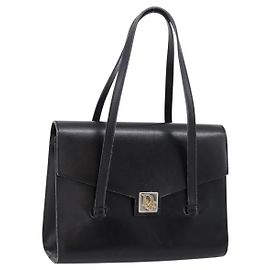 Borsa Christian Dior in pelle nera e oro Auth 197791 Nero D'oro