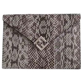 Fendi Black Leather Clutch Bag Black