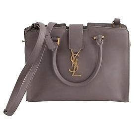 Sac à main Saint Laurent en cuir gris Gris