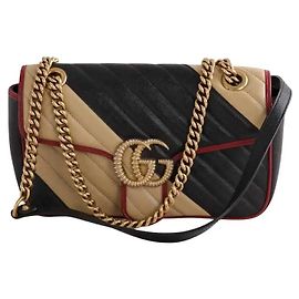 Gucci borsa a tracolla GG Marmont Chain Matelassé nera Nero