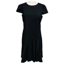 Robe évasée en crêpe de laine à manches courtes noire Emilio Pucci Noir