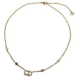 Colar Clair D Lune Dior banhado a ouro com pérolas falsas e strass Dourado