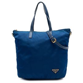 Sac cabas convertible Prada Tessuto bleu avec fermeture éclair Bleu