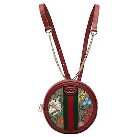Beige Gucci Mini GG Supreme Web Flora Round Ophidia Backpack Beige