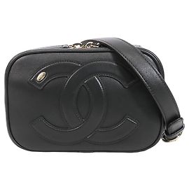 Borsa Camera Chanel CC Mania in pelle di agnello nera Nero