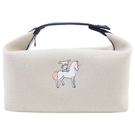 Beige Hermès Large Toile Bride A Brac Cabriole Case Vanity Bag Beige