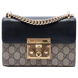 Borsa a Tracolla Gucci Small GG Supreme Padlock Nera Nero