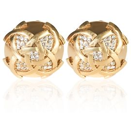Brincos de botão vintage Strass banhados a ouro Chanel Outro