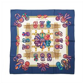 Hermès Carré 90 "LES RUBANS DU CHEVAL" Silk handkerchief in Navy Blue Navy blue