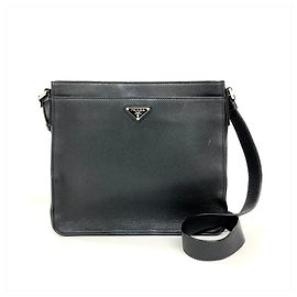 Borsa a tracolla in pelle Prada PRADA Logo Nero