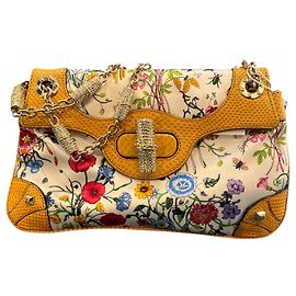 Gucci Canvas Flora Bamboo Handbag Other