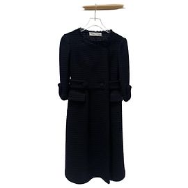 Valentino Vintage Black Textured A-Line Coat Sz.6 Pre-owned Other