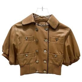 Dolce & Gabbana Vintage Tan Leather Cropped Jacket Sz.40 Pre-owned Other