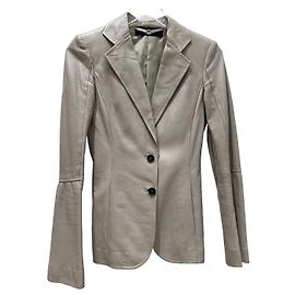 Gucci Vintage Tom Ford Era Ivory Leather Blazer Sz.38 Pre-owned Other