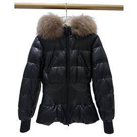 Jaqueta Puffer de Couro Preta Alexander McQueen Sz.40 Seminovos Outro