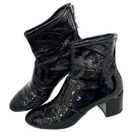 Chanel Cruise 2022 Black Patent Leather Ankle Boots Size 41 Pre-owned Other