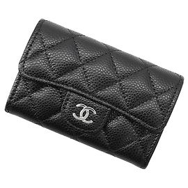 Chanel Matelassé Black Card Case Black