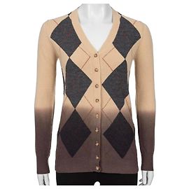 Dolce & Gabbana Argyle Cardigan Brown Beige Dark grey