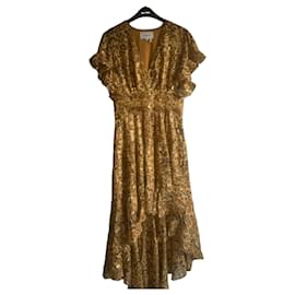 Ba&Sh Langes Kleid mit Leopardenprint Leopardenprint Kamel