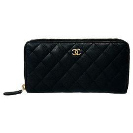 Chanel Matelassé Coco Mark Long Wallet Black