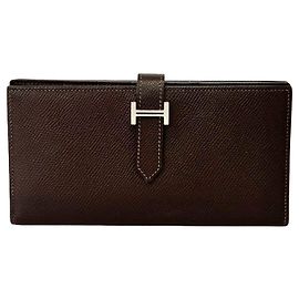 Hermès Hermes Bearn Soufflé Bi-fold Long Wallet Brown