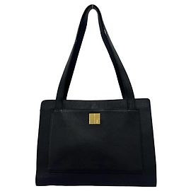 Yves Saint Laurent Black Leather Tote Bag Black