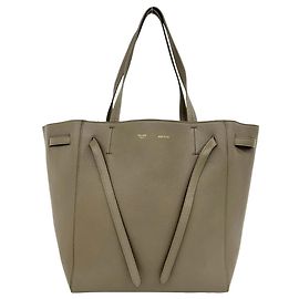 Céline Saco Cabas Phantom Small Logo em couro Celine Bege