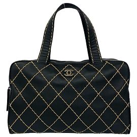 Chanel Coco Mark Wild Stitch Lambskin Handbag Black