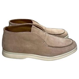 Loro Piana Elegant Beige Suede Ankle Loafers Sz.38 Pre-owned Other