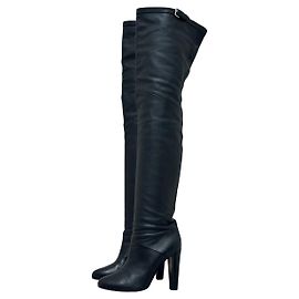 Hermès Black Leather Over-the-Knee Boots - Size 39 Pre-owned Other