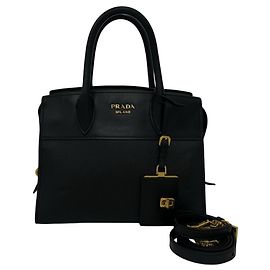 Sac à main Prada en cuir Saffiano noir Noir