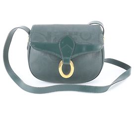 Christian Dior Dark Green Leather Bag Dark green