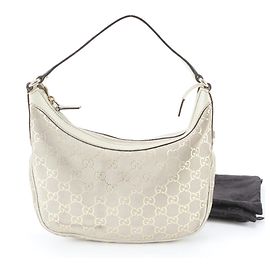 Gucci Guccissima Schultertasche aus Leder Weiß