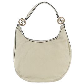 Bolsa de Ombro em Couro Gucci Guccissima GG Twins Bege
