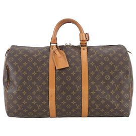 Sac Boston Louis Vuitton Monogram Keepall 50 en cuir Marron