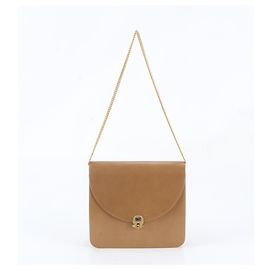Bolsa de Ombro e Tote 2 em 1 em Couro com Corrente Christian Dior Bege