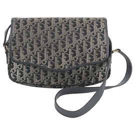 Bolsa de ombro em couro Christian Dior Trotter Marrom Azul marinho