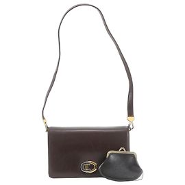 Saco Tote de Ombro em Couro Castanho Christian Dior Marrom