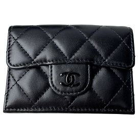 Chanel Matelassé Coco Mark Compact Wallet Black