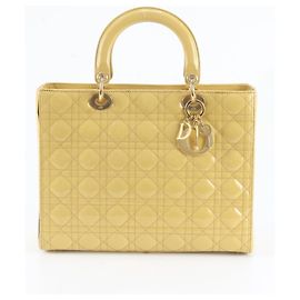 Sac cabas Lady en cuir Cannage Christian Dior Jaune