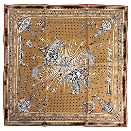 Hermès Lenço de seda Hermes Carre 55 Chorus Stellarum Marrom Multicor
