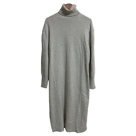 Autre Marque Drawer 12G Jersey-Strickkleid mit Rollkragen Beige