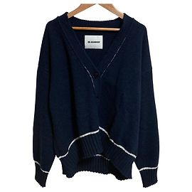 Jil Sander Alpaca Blend Knit Cardigan Blue Navy blue