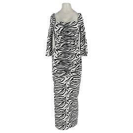 Vestido Rotate de algodão branco com padrão de zebra Branco